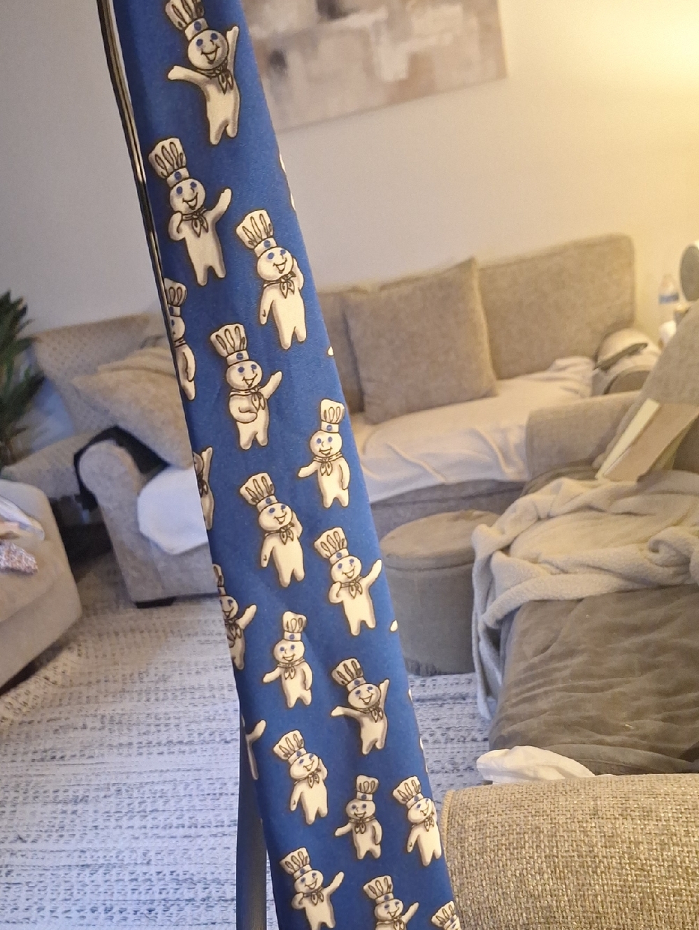 Ralph Marlin Blue Tie with White Chef Character Pattern
